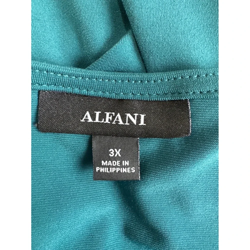 Alfani Womens 3X Teal‎ Green High Low Tunic Top 3/4 Sleeve Scoop Neck Stretch